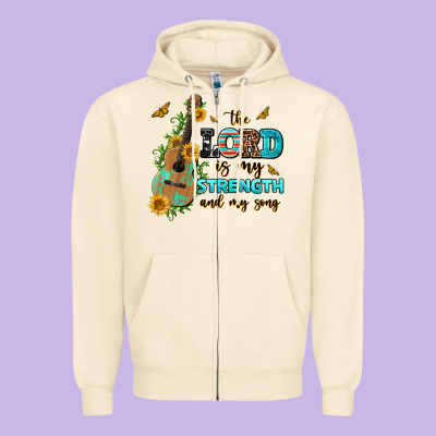 The Lord Is My Strength And My Song Guitar With Su Zipper Hoodie Designed By Adodesignshop