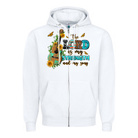 White the lord is my strength and my song guitar with su Zipper Hoodie - AdoDesignShop