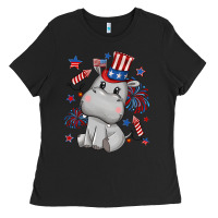 Fourth Of July Hippopotamus Ladies Tee | Teevron