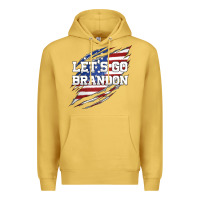 Antique Gold Let's Go Brandon Ripped Cloth with American Flag Premium Hoodie - Jasminsmagicworld