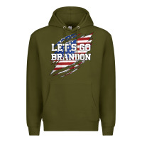 Army Green Let's Go Brandon Ripped Cloth with American Flag Premium Hoodie - Jasminsmagicworld