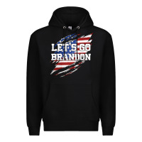Black Let's Go Brandon Ripped Cloth with American Flag Premium Hoodie - Jasminsmagicworld