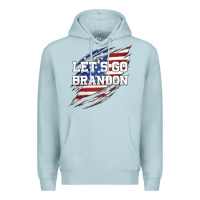 Blue Mist Let's Go Brandon Ripped Cloth with American Flag Premium Hoodie - Jasminsmagicworld
