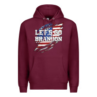 Burgundy Let's Go Brandon Ripped Cloth with American Flag Premium Hoodie - Jasminsmagicworld