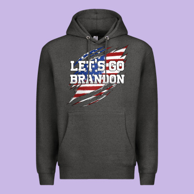 Let's Go Brandon Ripped Cloth With American Flag Premium Hoodie Designed By Jasminsmagicworld