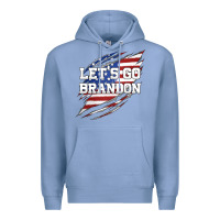 Colony Blue Let's Go Brandon Ripped Cloth with American Flag Premium Hoodie - Jasminsmagicworld