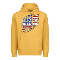 Mustard Let's Go Brandon Ripped Cloth with American Flag Premium Hoodie - Jasminsmagicworld
