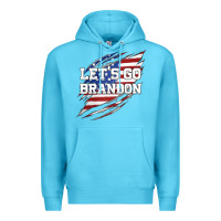 Ocean Blue Let's Go Brandon Ripped Cloth with American Flag Premium Hoodie - Jasminsmagicworld