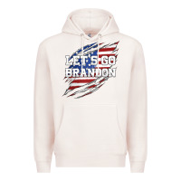 Pale Pink Let's Go Brandon Ripped Cloth with American Flag Premium Hoodie - Jasminsmagicworld