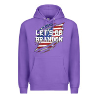 Purple Let's Go Brandon Ripped Cloth with American Flag Premium Hoodie - Jasminsmagicworld