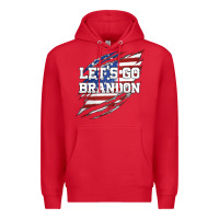 Red Let's Go Brandon Ripped Cloth with American Flag Premium Hoodie - Jasminsmagicworld