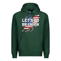 Sports Green Let's Go Brandon Ripped Cloth with American Flag Premium Hoodie - Jasminsmagicworld