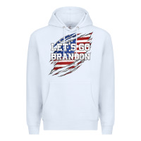 White Let's Go Brandon Ripped Cloth with American Flag Premium Hoodie - Jasminsmagicworld