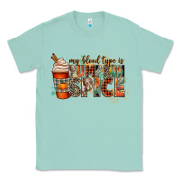 Seafoam my blood type is pumpkin spice Classic Tee - CowGirlArtShop