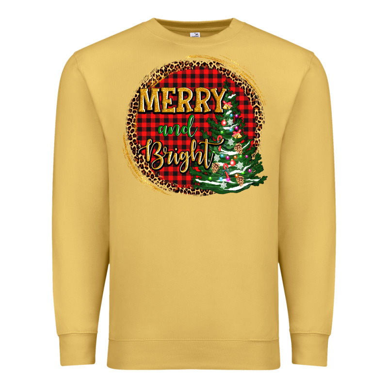 Merry And Bright Christmas Tree Premium Sweatshirt by AdoDesignShop | Teevron