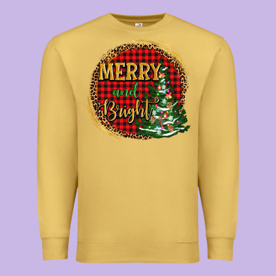 Merry And Bright Christmas Tree Premium Sweatshirt Designed By Adodesignshop