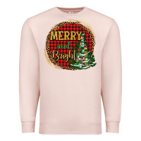 Pale Pink merry and bright christmas tree Premium Sweatshirt - AdoDesignShop