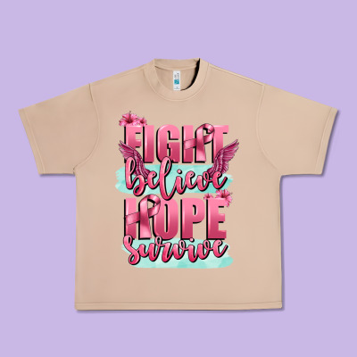 Fight Believe Hope Survive Cancer Awareness Urban Heavy Tee Designed By Fadigitalartstudio