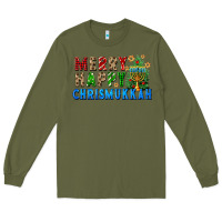 Army Green merry happy chrismukkah Long Sleeve Tee - FaDigitalArtStudio