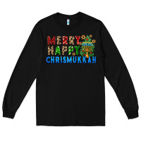 Black merry happy chrismukkah Long Sleeve Tee - FaDigitalArtStudio