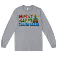 Heather Grey merry happy chrismukkah Long Sleeve Tee - FaDigitalArtStudio