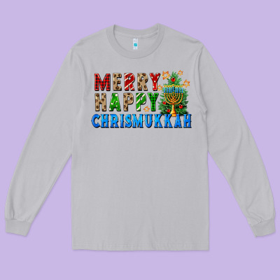 Merry Happy Chrismukkah Long Sleeve Tee Designed By Fadigitalartstudio