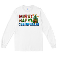 White merry happy chrismukkah Long Sleeve Tee - FaDigitalArtStudio