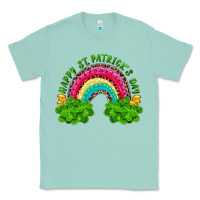 Seafoam Happy St. Patrick's Day Rainbow And Shamrock Classic Tee - RanaPortraitStore