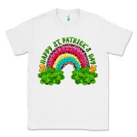 White Happy St. Patrick's Day Rainbow And Shamrock Classic Tee - RanaPortraitStore