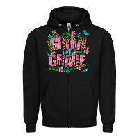 Black grow in grace Zipper Hoodie - AdoDesignShop