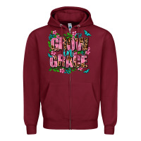 Burgundy grow in grace Zipper Hoodie - AdoDesignShop