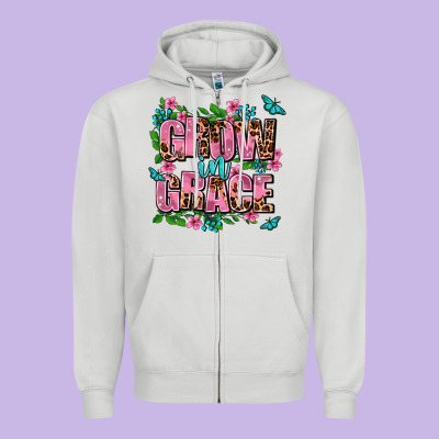 Grow In Grace Zipper Hoodie Designed By Adodesignshop
