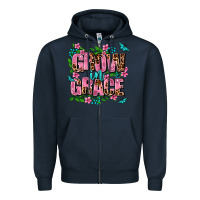 Navy grow in grace Zipper Hoodie - AdoDesignShop