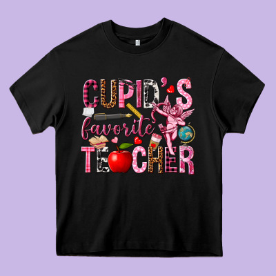 Cupid's Favorite Teacher Valentine's Day Heavy Core Tee Designed By Howdyjamesfarm