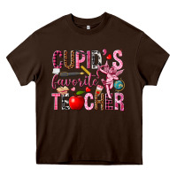 Chocolate Brown Cupid's Favorite Teacher Valentine's Day Heavy Core Tee - HowdyJamesFarm