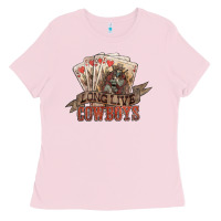 Bubblegum Pink Long live cowboys cards Ladies Tee - HowdyJamesFarm