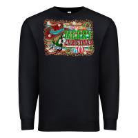 Black merry christmas western boots Premium Sweatshirt - AdoDesignShop