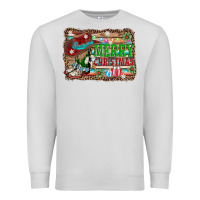 Dove Grey merry christmas western boots Premium Sweatshirt - AdoDesignShop