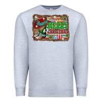 Heather Grey merry christmas western boots Premium Sweatshirt - AdoDesignShop