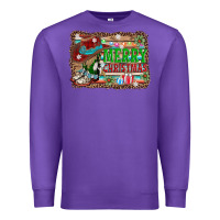 Purple merry christmas western boots Premium Sweatshirt - AdoDesignShop