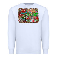 White merry christmas western boots Premium Sweatshirt - AdoDesignShop