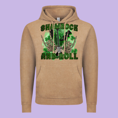 Shamrock And Roll Vintage Hoodie Designed By Fadigitalartstudio