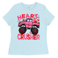Baby Blue Heart crusher pink monster truck Valentine's Day Ladies Tee - HowdyJamesFarm