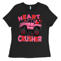 Heart Crusher Pink Monster Truck Valentine's Day Ladies Tee | Teevron