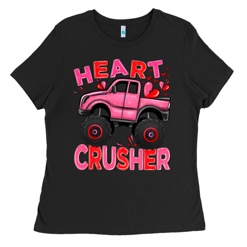 Heart Crusher Pink Monster Truck Valentine's Day Ladies Tee by HowdyJamesFarm | Teevron