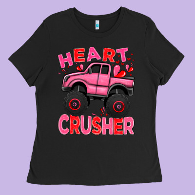 Heart Crusher Pink Monster Truck Valentine's Day Ladies Tee Designed By Howdyjamesfarm