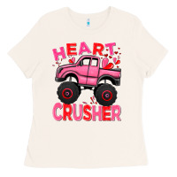 Bone Heart crusher pink monster truck Valentine's Day Ladies Tee - HowdyJamesFarm
