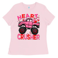 Bubblegum Pink Heart crusher pink monster truck Valentine's Day Ladies Tee - HowdyJamesFarm