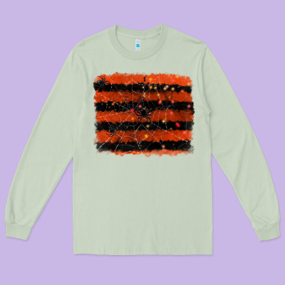 Halloween Spider Backround Long Sleeve Tee Designed By Ranaportraitstore