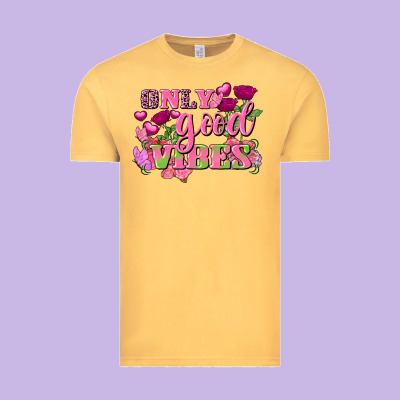 Valentine's Day Only Good Vibes Vintage Tee Designed By Fadigitalartstudio